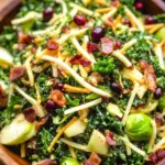 Brussels Sprout, Kale + Apple Salad with Sharp Cheddar + Bacon