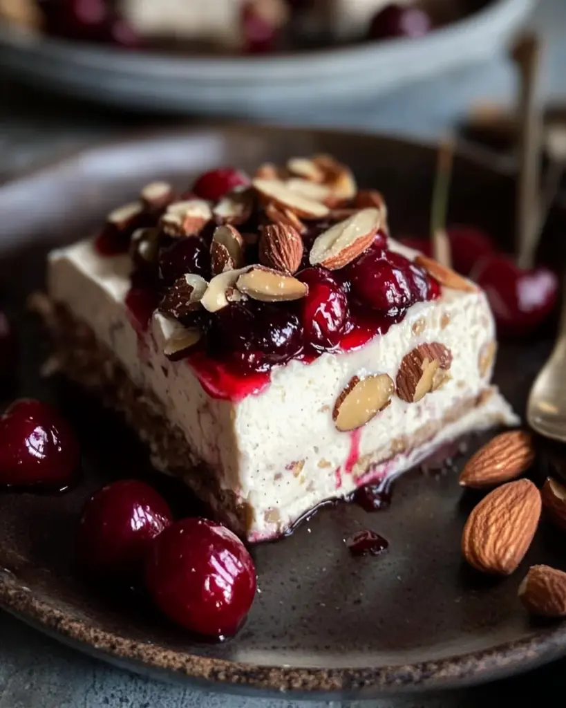 Cremiges Zimtparfait mit gebrannten Mandeln und Kirschen