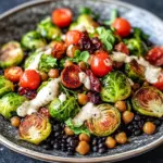 Gebratener Rosenkohl mit Kichererbsen und Sesamdressing