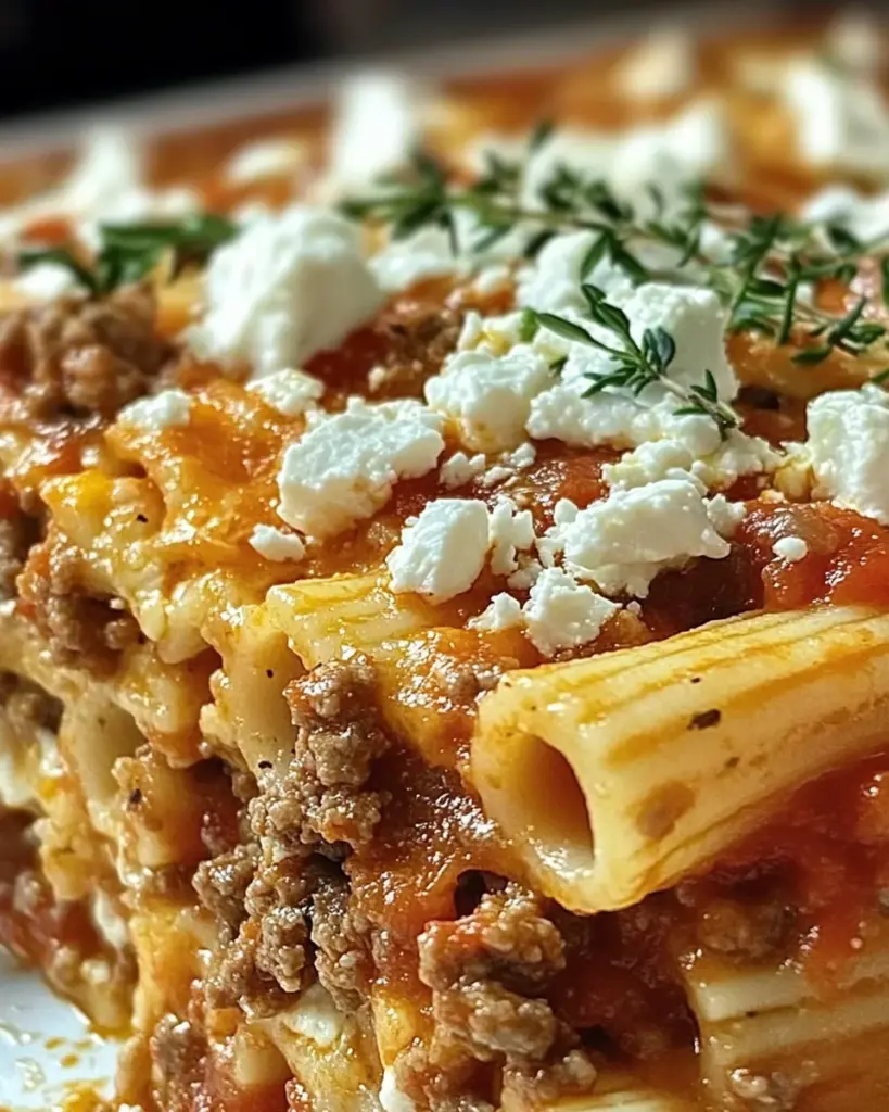 Griechischer Nudel-Auflauf mit Feta und Hackfleisch