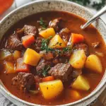 Gulaschsuppe mit Kartoffeln und Paprika - deftige Partysuppe