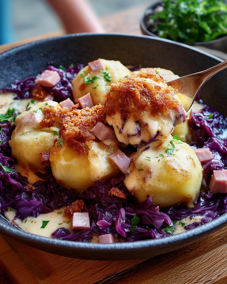 Knödel-Rotkohl-Auflauf