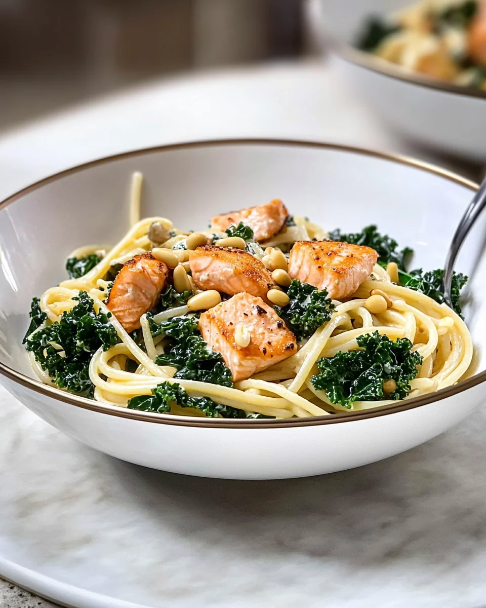 Rezept Schnelle Pasta mit Grünkohl und Lachs