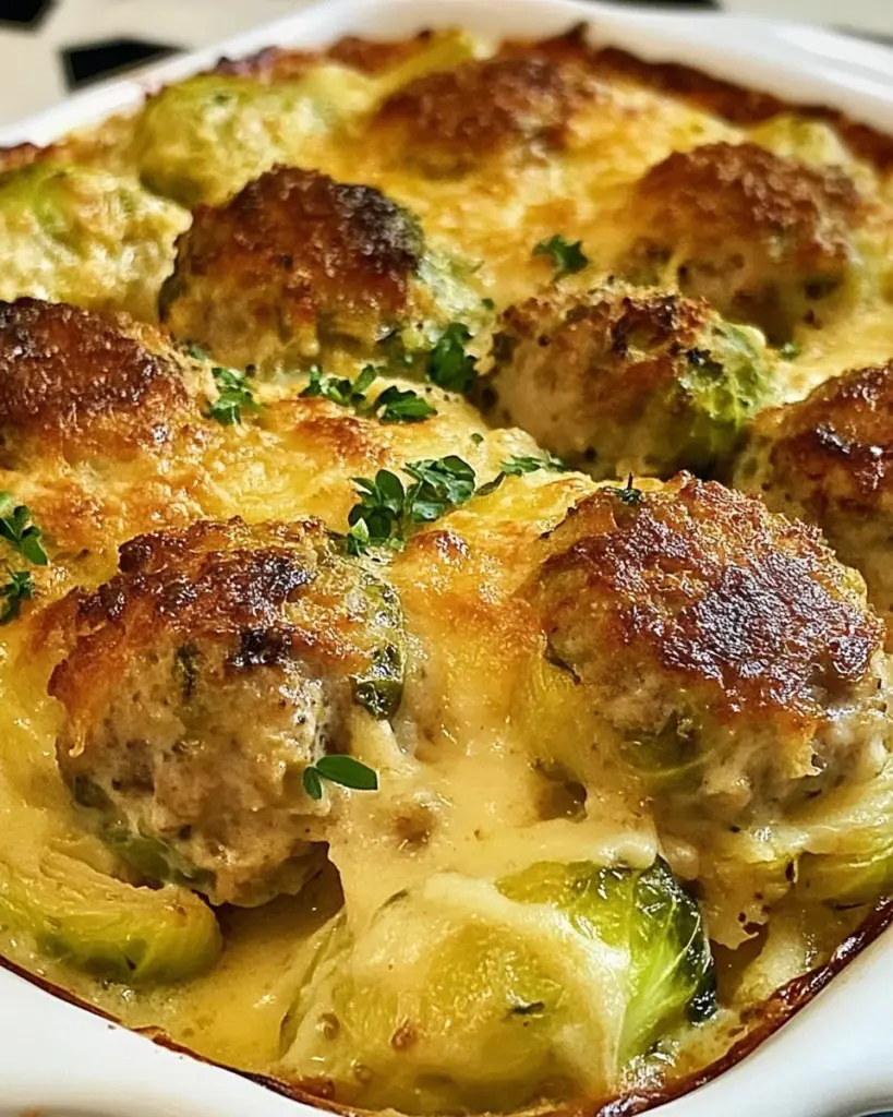 Rosenkohlgratin mit Hackfleischkugeln von Happiness