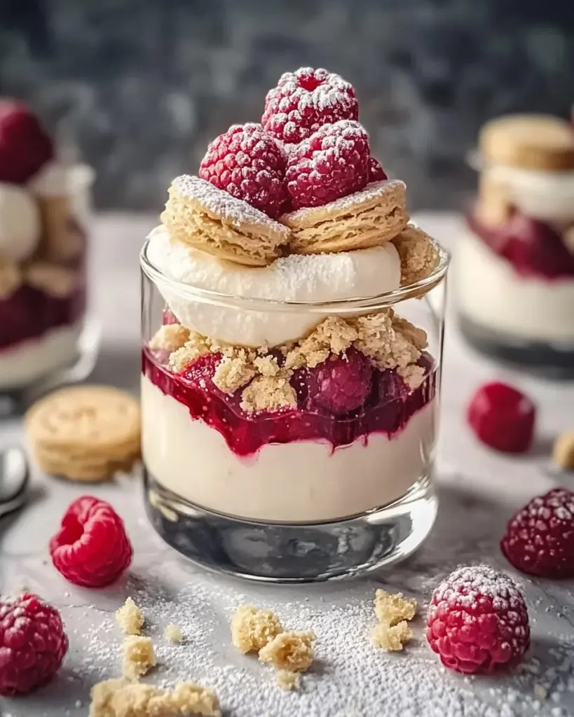 Vanillekipferl Dessert mit Himbeeren