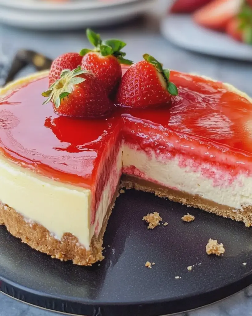 Erdbeer Cheesecake mit Keksboden
