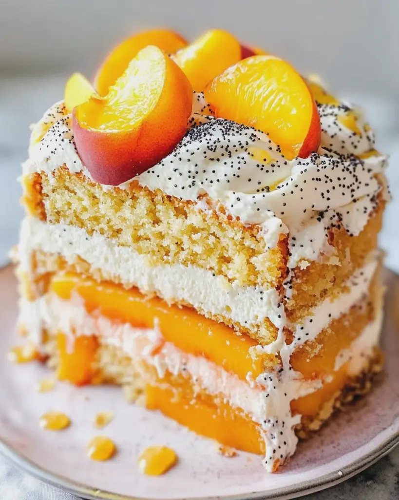 Fruchtige Pfirsichtorte mit Mohn