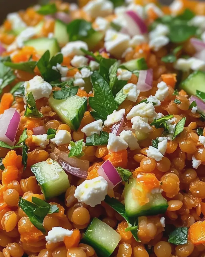 Orientalischer Rote Linsensalat mit Feta einfach genießen!