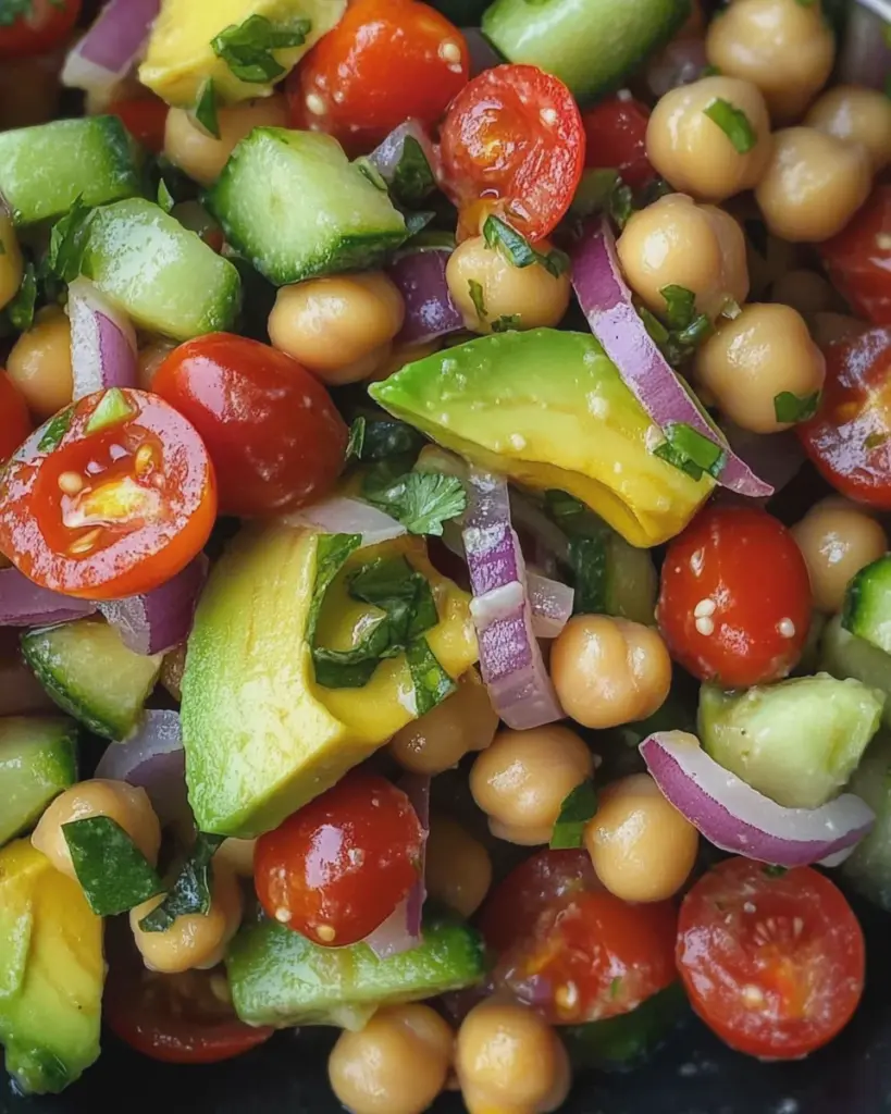 Proteinreicher Kichererbsen-Avocadosalat mit Senfdressing