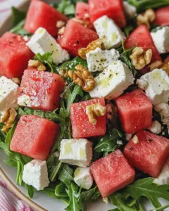Wassermelonen-Feta-Salat mit Rucola