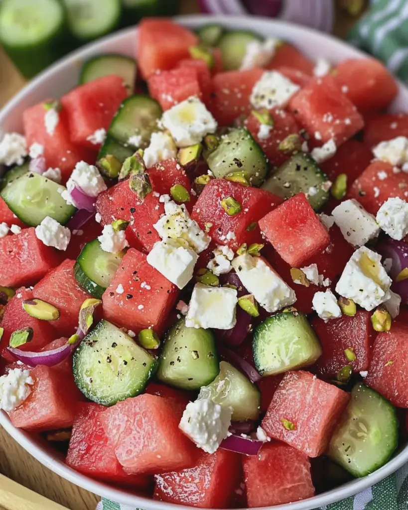 Wassermelonen-Gurken-Feta-Salat