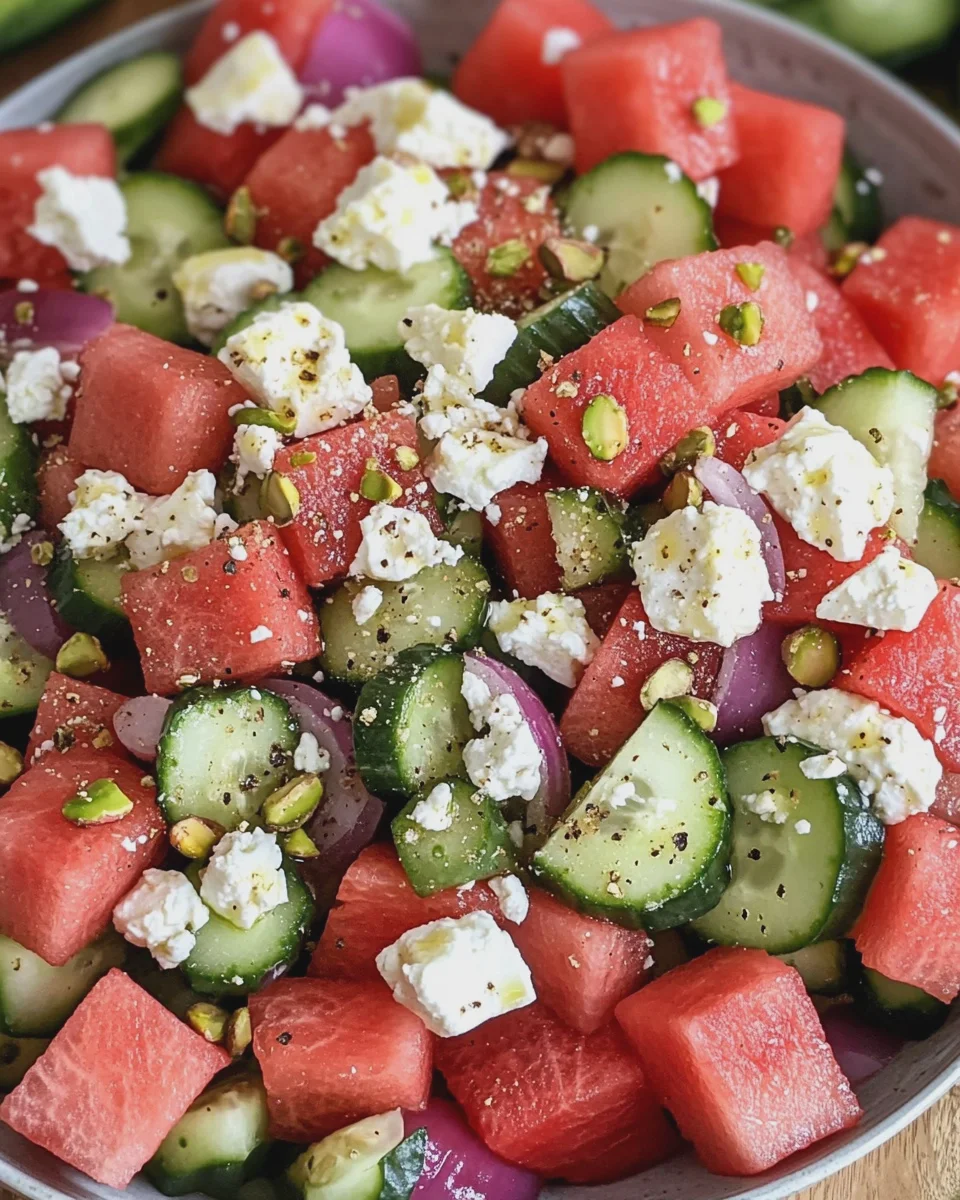 Wassermelonen-Gurken-Feta-Salat